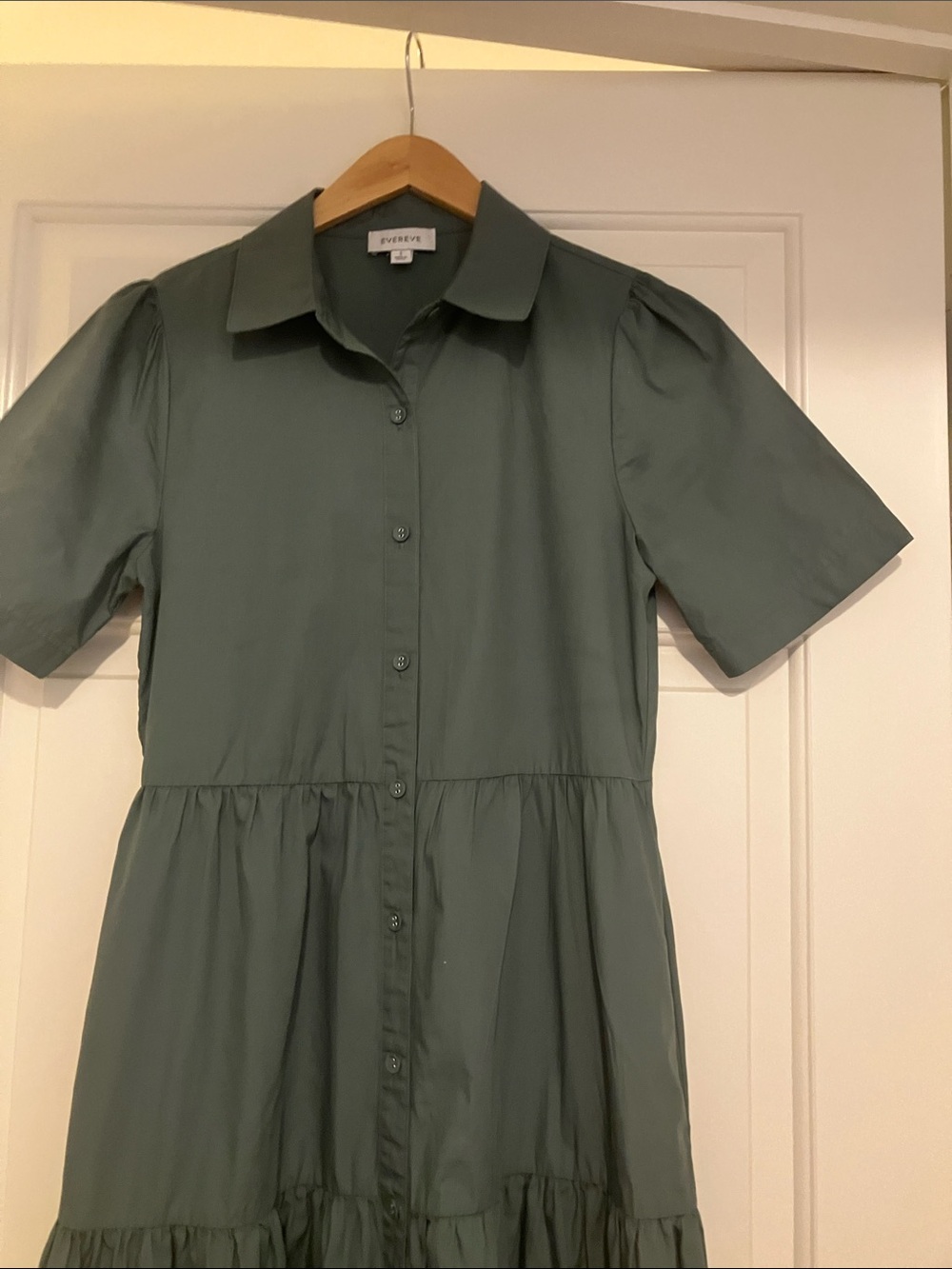 Evereve Olive Button-Front Dress - Picture 3 of 5